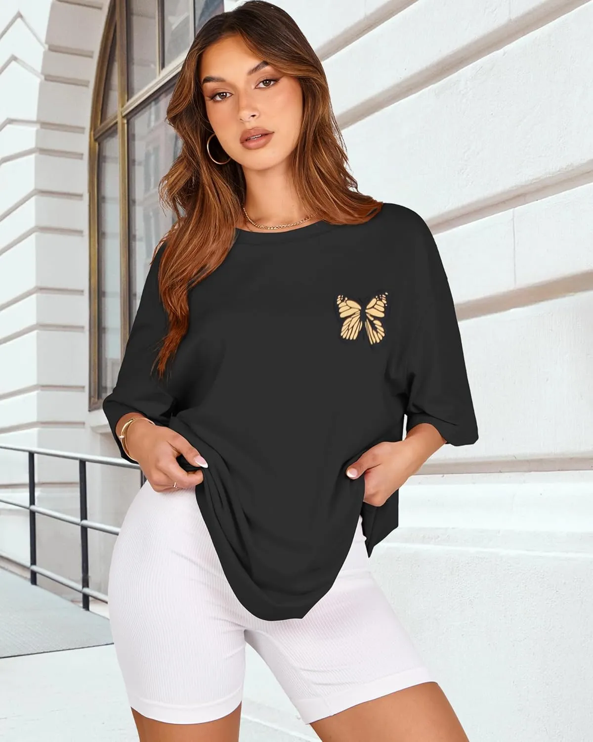 Womens Oversized Tshirt Graphic Tees Crew Neck Summer Short Sleeve Loose Fit Tops