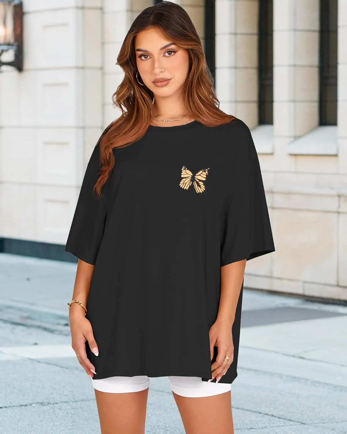Womens Oversized Tshirt Graphic Tees Crew Neck Summer Short Sleeve Loose Fit Tops