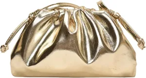 Women's Ruched Cloud Purse, Soft Dumpling Sparkly Crossbody Bag, Fashion Leather Shoulder Bag, Evening Handbag