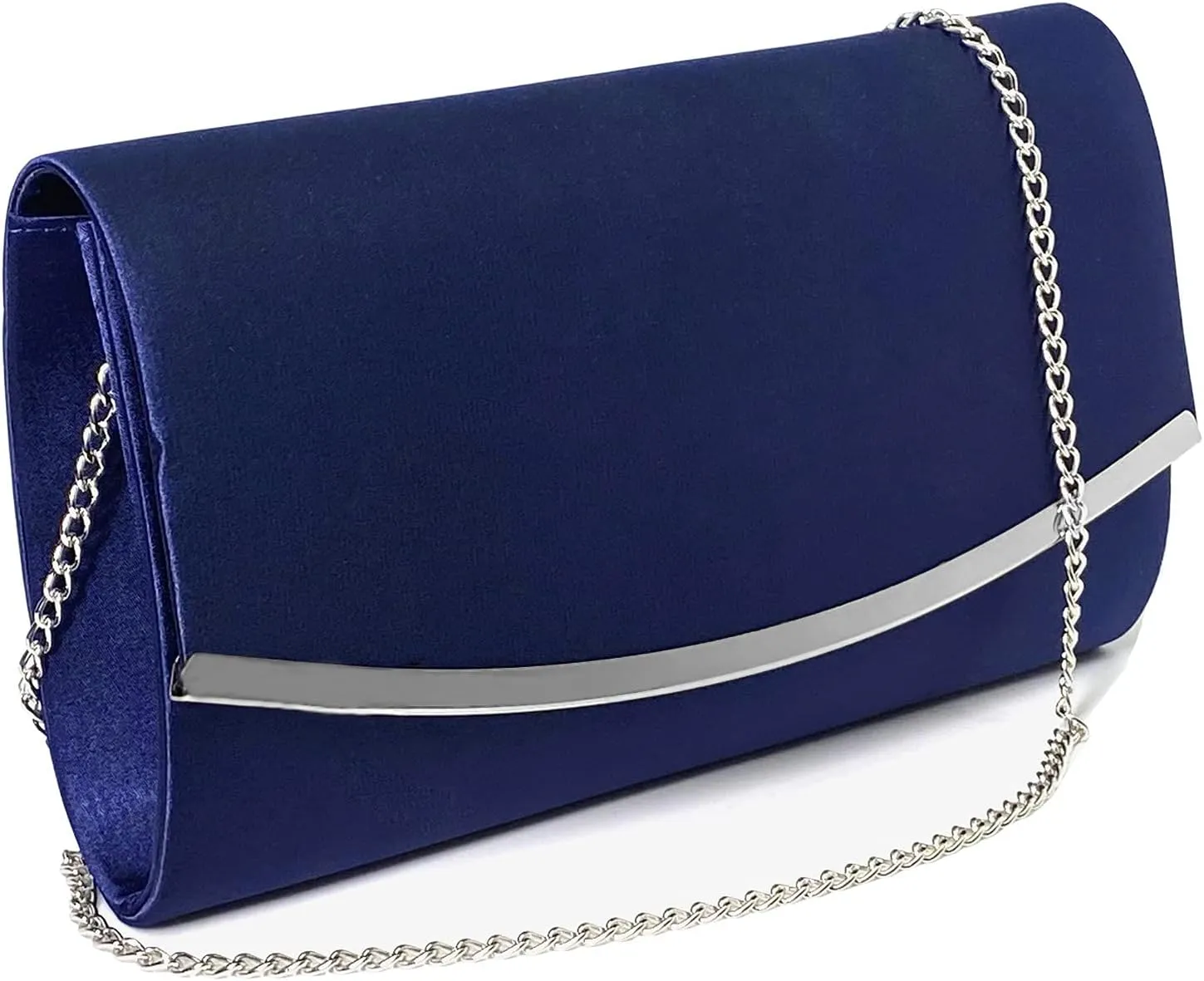 Women's Satin Evening Bag Flap Envelope Clutch Purses Crossbody Bag with Detachable Chain