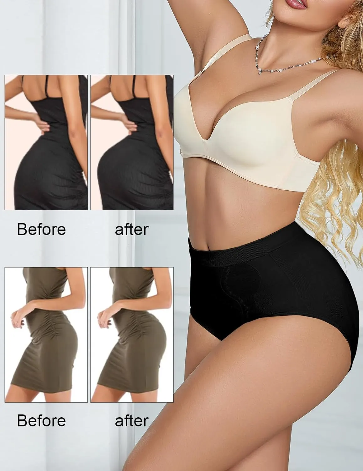 Women's Shapewear Tummy Control Jacquard Underwear for Women High Waist Shaping Panty Body Shaper Seamless Brief
