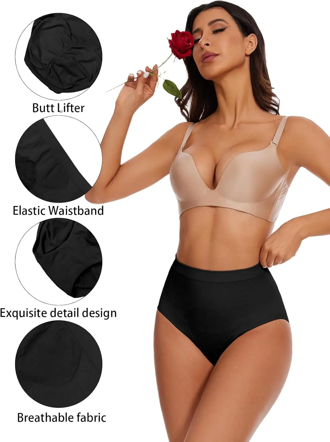 Women's Shapewear Tummy Control Jacquard Underwear for Women High Waist Shaping Panty Body Shaper Seamless Brief