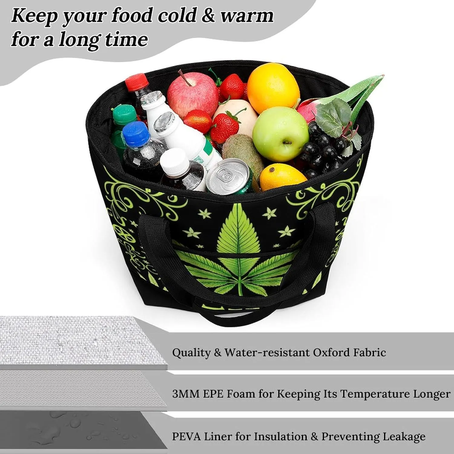 Women's Spacious Thermal Shoulder Bag Stylish Insulated Shopping Tote