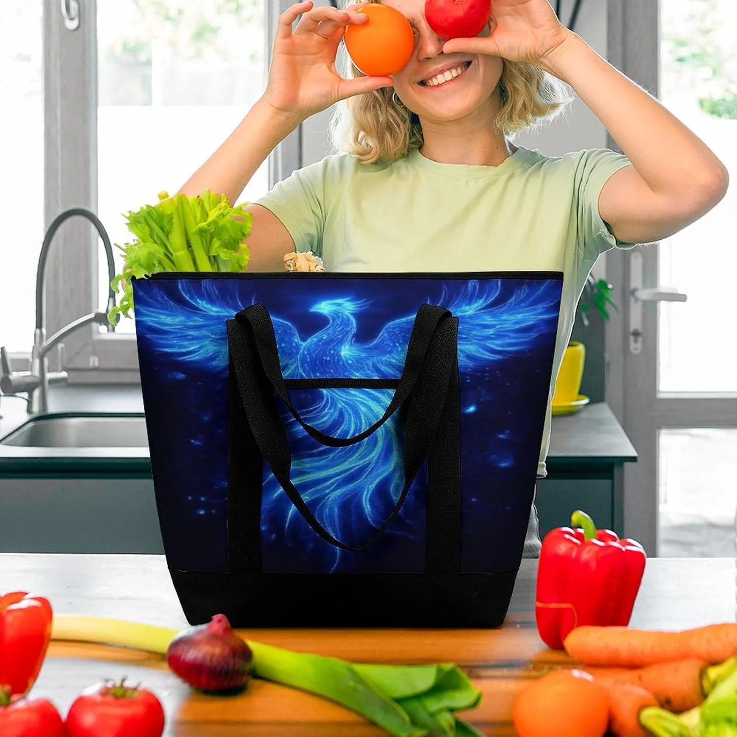 Women's Spacious Thermal Shoulder Bag Stylish Insulated Shopping Tote