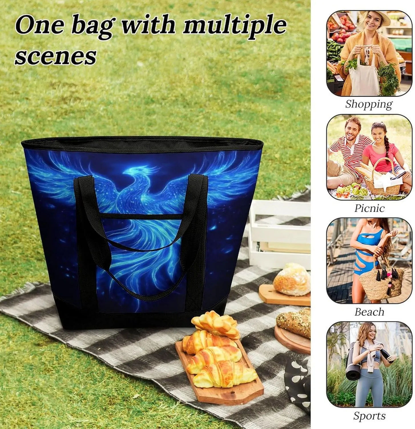 Women's Spacious Thermal Shoulder Bag Stylish Insulated Shopping Tote