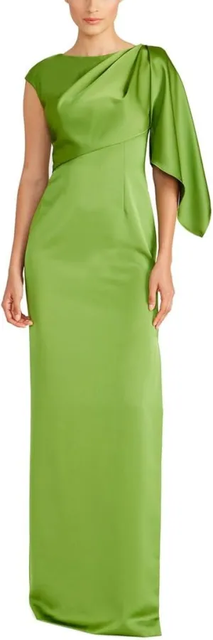 Womens Tilly Satin Draped Column Gown, 8 Multi-Colored