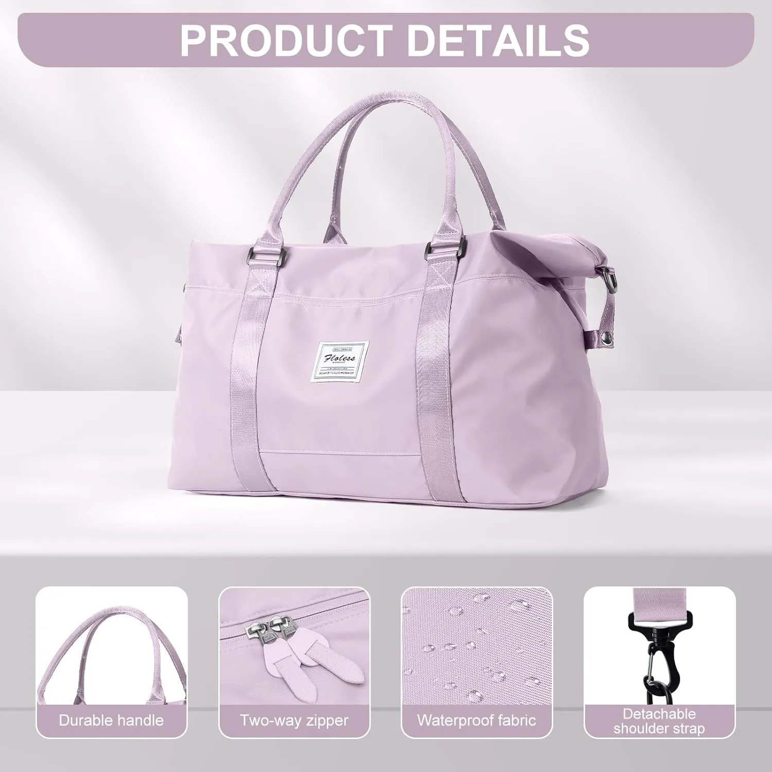Womens travel bags, weekender carry on for women, sports Gym Bag, workout duffel bag, overnight shoulder Bag fit 15.6 inch Laptop (Large, Purple)