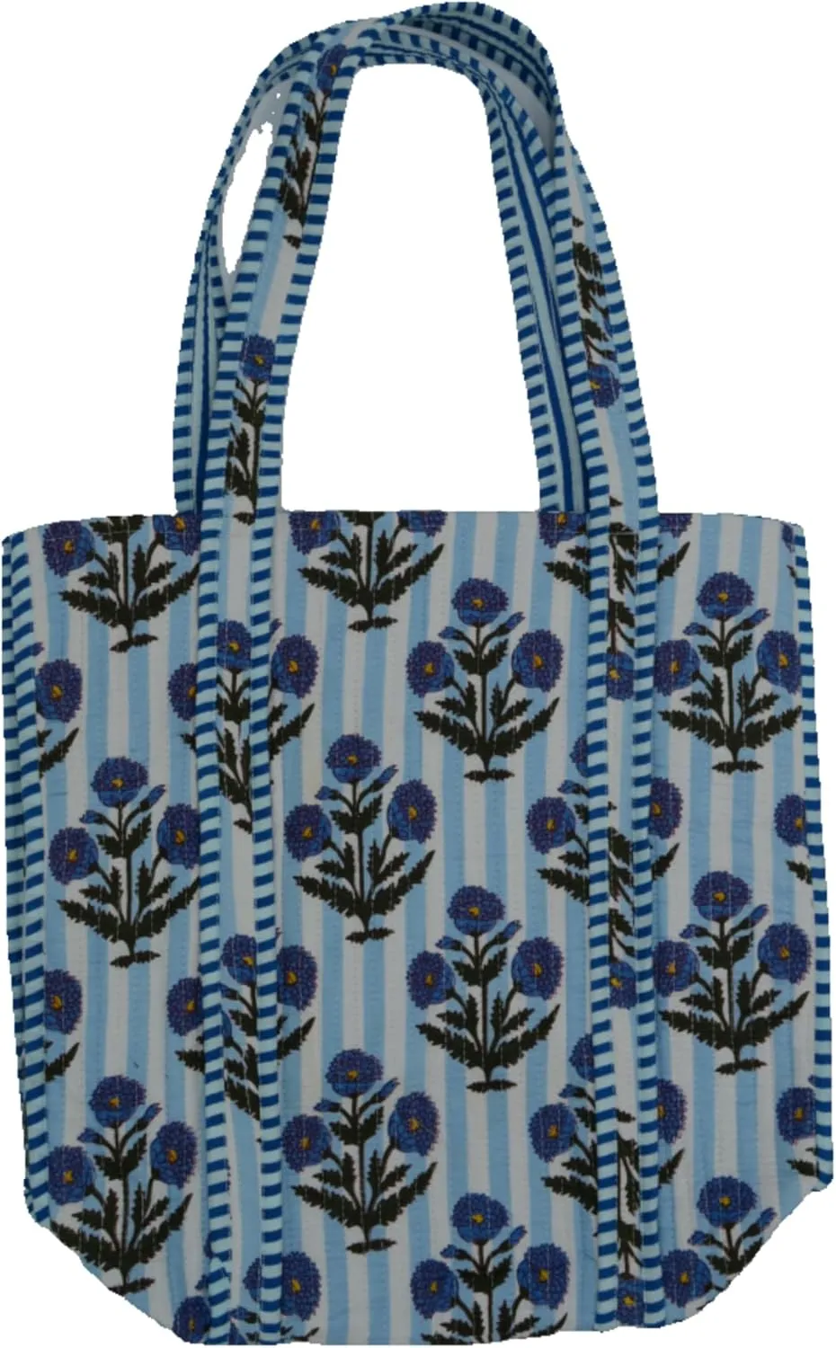 Women's Unique Quilted Large Cotton Fabric Tote Bag Travel Grocery Shopping Weekend Trips with Inside Pocket