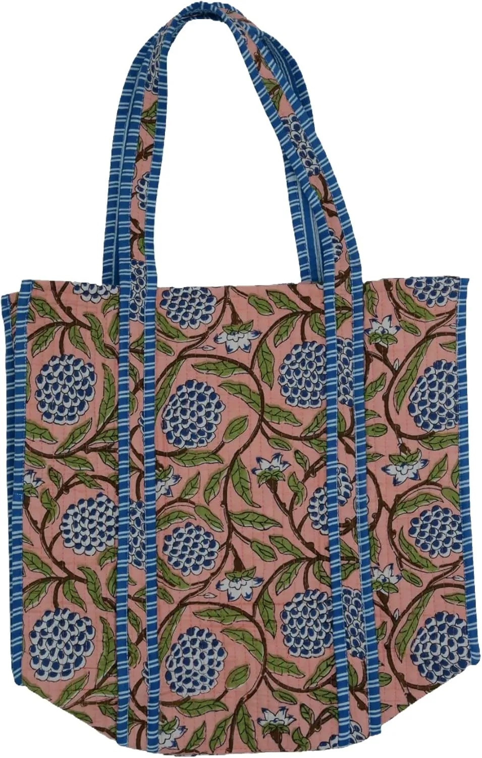 Women's Unique Quilted Large Cotton Fabric Tote Bag Travel Grocery Shopping Weekend Trips with Inside Pocket
