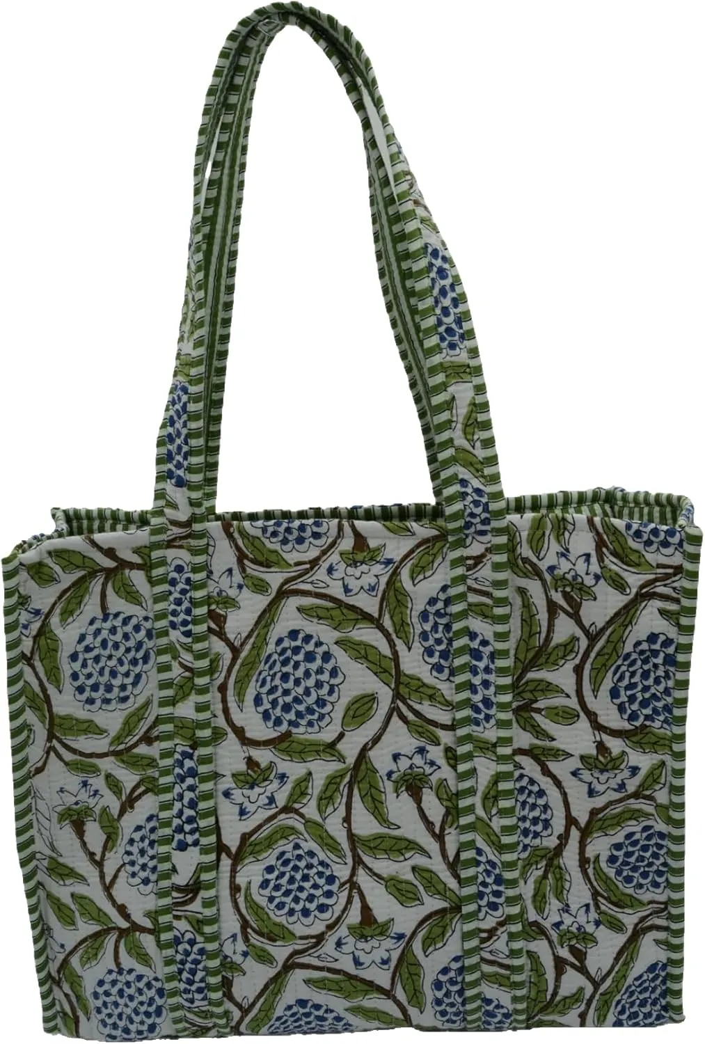 Women's Unique Quilted Large Cotton Fabric Tote Bag Travel Grocery Shopping Weekend Trips with Inside Pocket