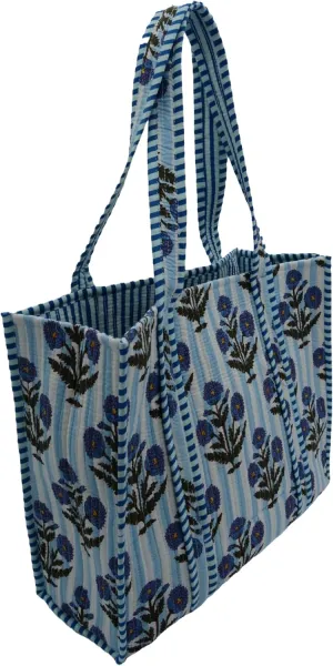 Women's Unique Quilted Large Cotton Fabric Tote Bag Travel Grocery Shopping Weekend Trips with Inside Pocket