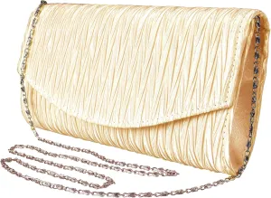 Womens Vintage Satin Pleated Envelope Evening Cocktail Wedding Party Handbag Clutch