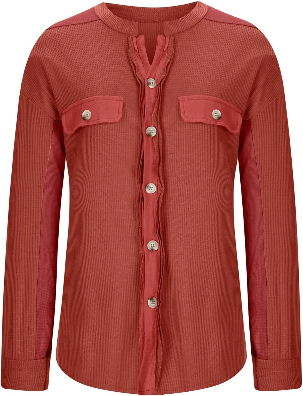 Womens Waffle Knit Shacket Jacket Casual Oversized Long Sleeve Button Down Shirts Fall Outfits 2023 Fashion Clothes