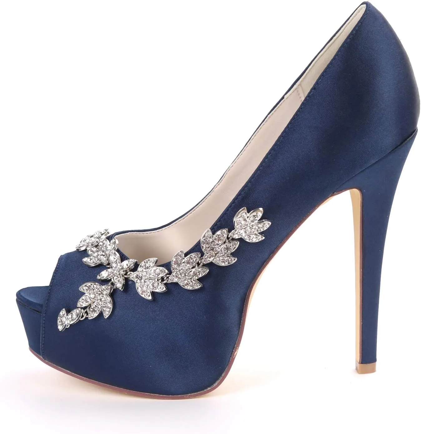 Women's Wedding Shoes for Bride High Heels Peep Toe Bridal Shoes Crystal Party Pumps Sandals