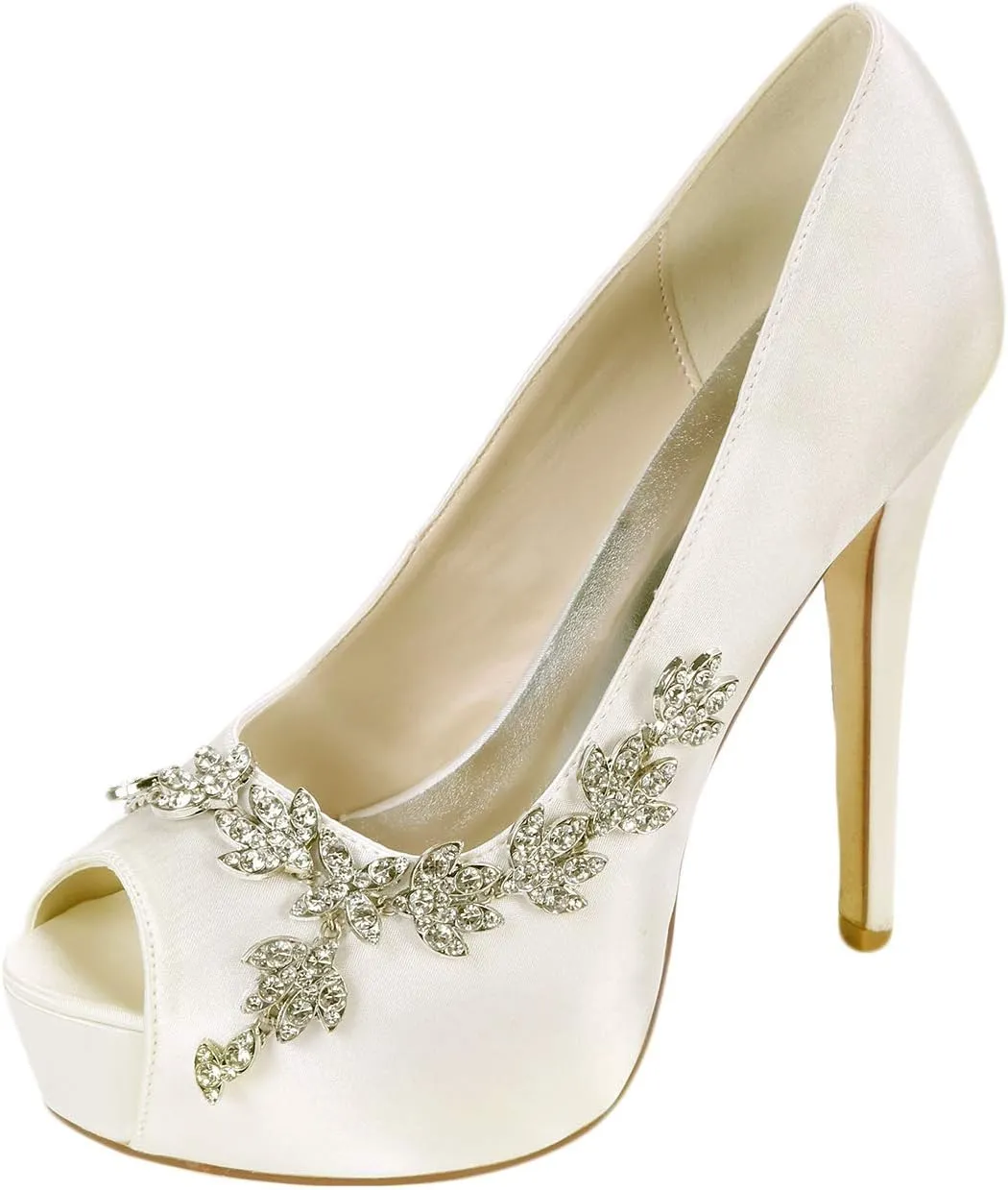 Women's Wedding Shoes for Bride High Heels Peep Toe Bridal Shoes Crystal Party Pumps Sandals