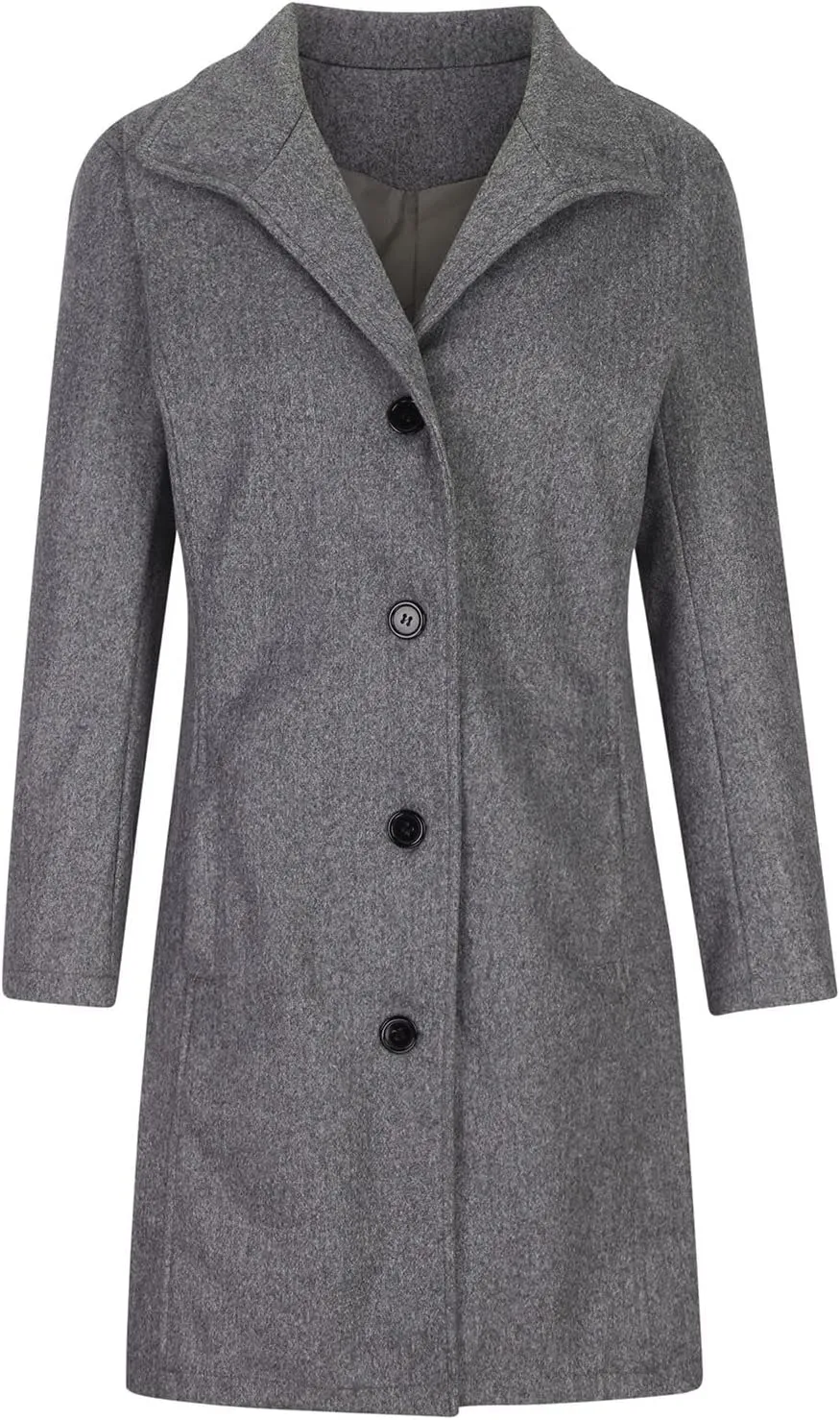 Womens Winter Wool Blend Pea Coat Single Breasted Warming Stand Collar Casual Trench Coat Thickened Overcoat Pea Coat