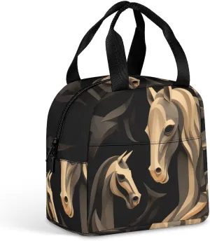 Wood Carving Horse Insulated Lunch Bag Cute Lunch Box Reusable Cooler Tote For Women Men Work Office Travel Picnic