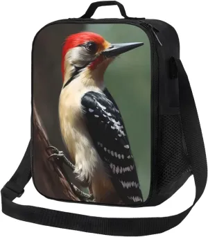 Woodpecker Lunch Bag for Women Men Reusable Lunch Box for Office Picnic Insulated Lunch Container Leakproof Lunch Tote Bags Portable Lunch Cooler Bag Travel Lunchbox