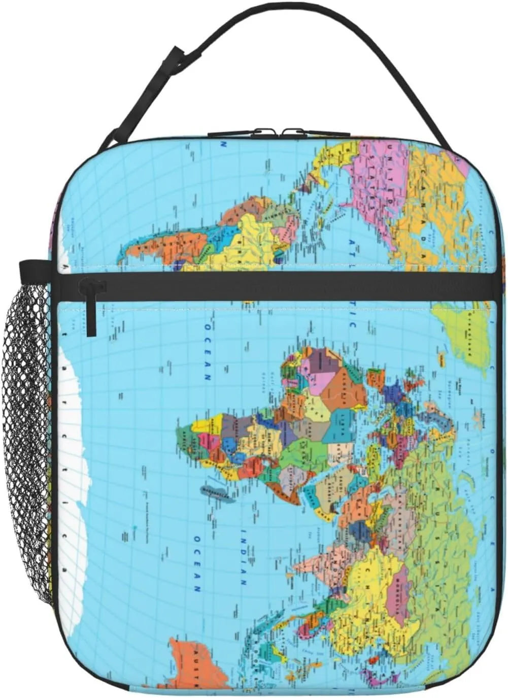 World Map Reusable Lunch Box Insulation Lunch Bag Containers Tote Handbag Ice Packs For Women Men Teens Girls