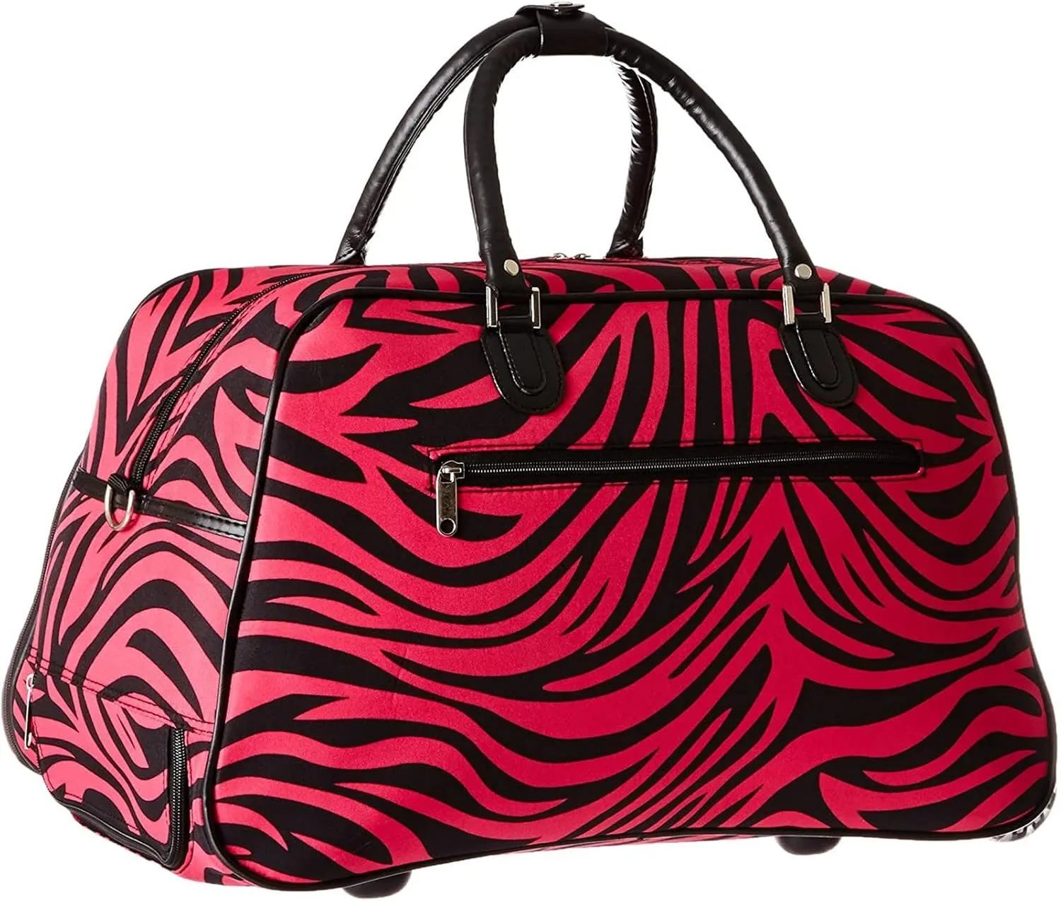 World Traveler 21-Inch Carry-On Rolling Duffel Bag, Fuchsia Black Zebra