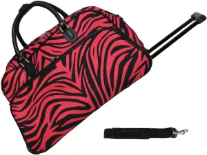 World Traveler 21-Inch Carry-On Rolling Duffel Bag, Fuchsia Black Zebra
