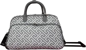 World Traveler 21-Inch Carry-On Rolling Duffel Bag, Greek Key H Grey White