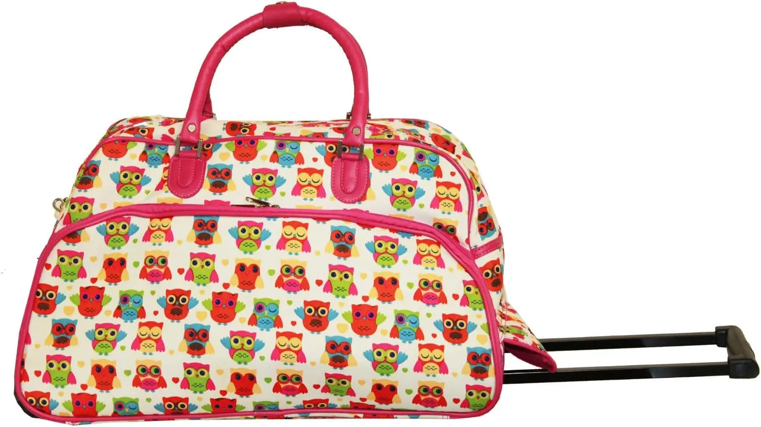 World Traveler 21-Inch Carry-On Rolling Duffel Bag, Owl Pink