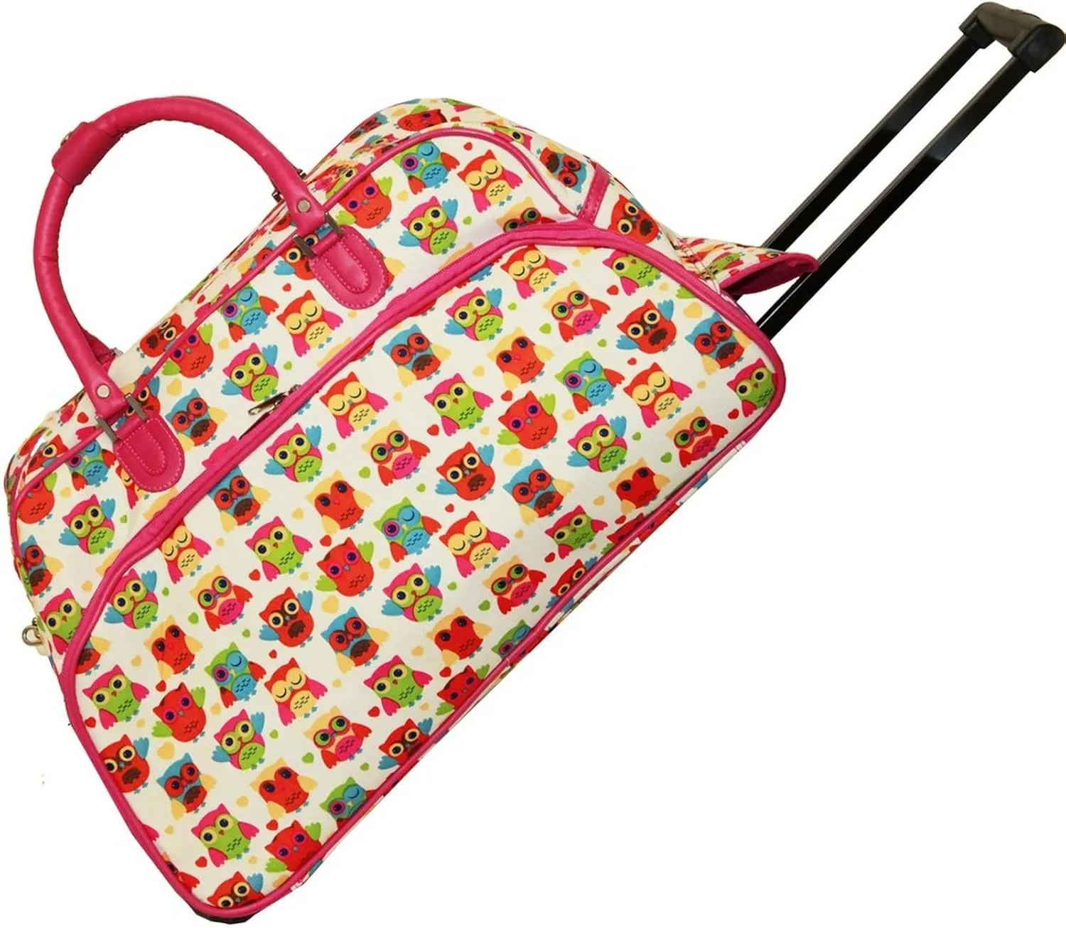 World Traveler 21-Inch Carry-On Rolling Duffel Bag, Owl Pink