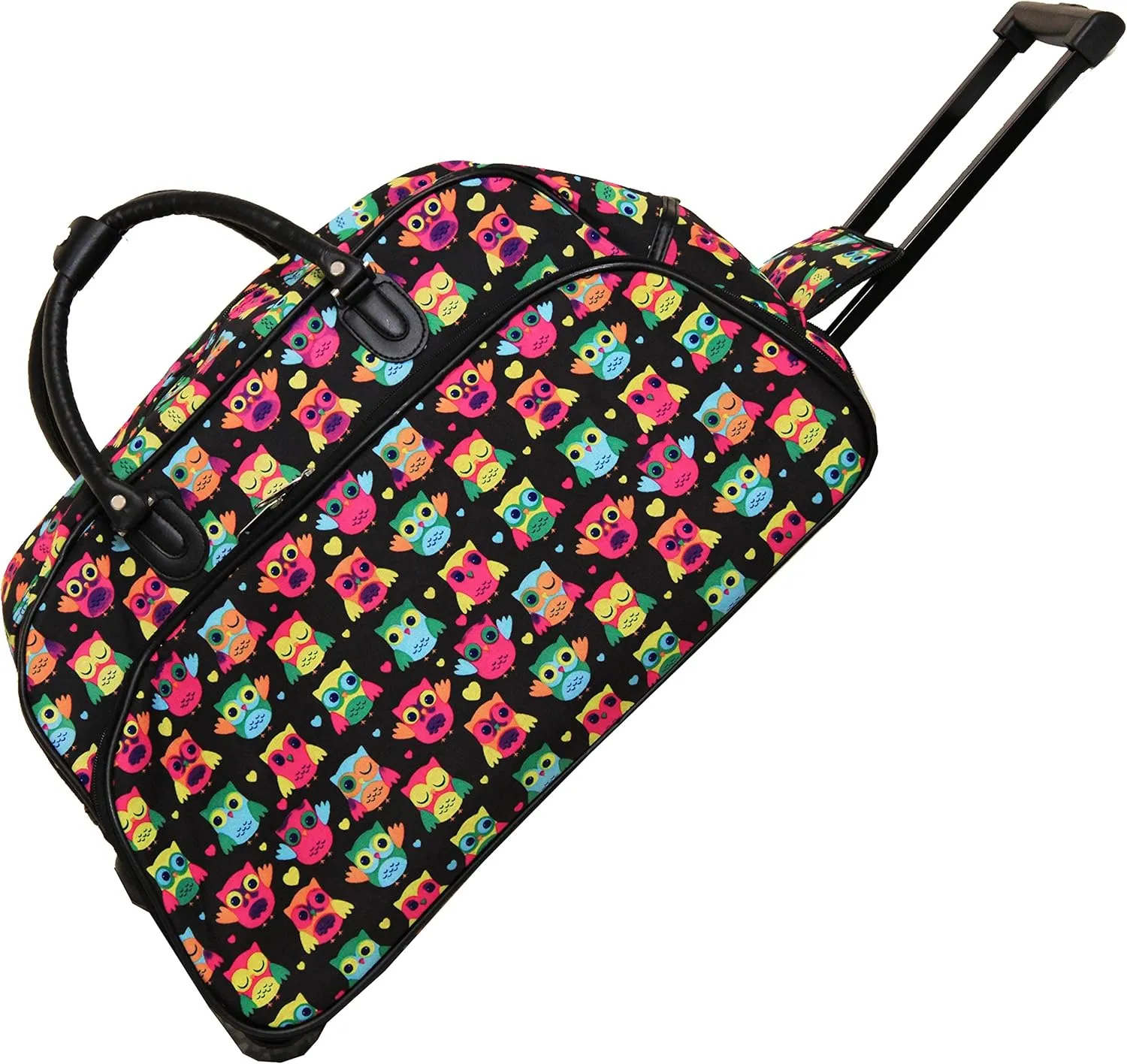 World Traveler Animal Prints 21-Inch Carry-On Rolling Duffel Bag, Owl Black