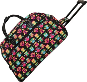 World Traveler Animal Prints 21-Inch Carry-On Rolling Duffel Bag, Owl Black