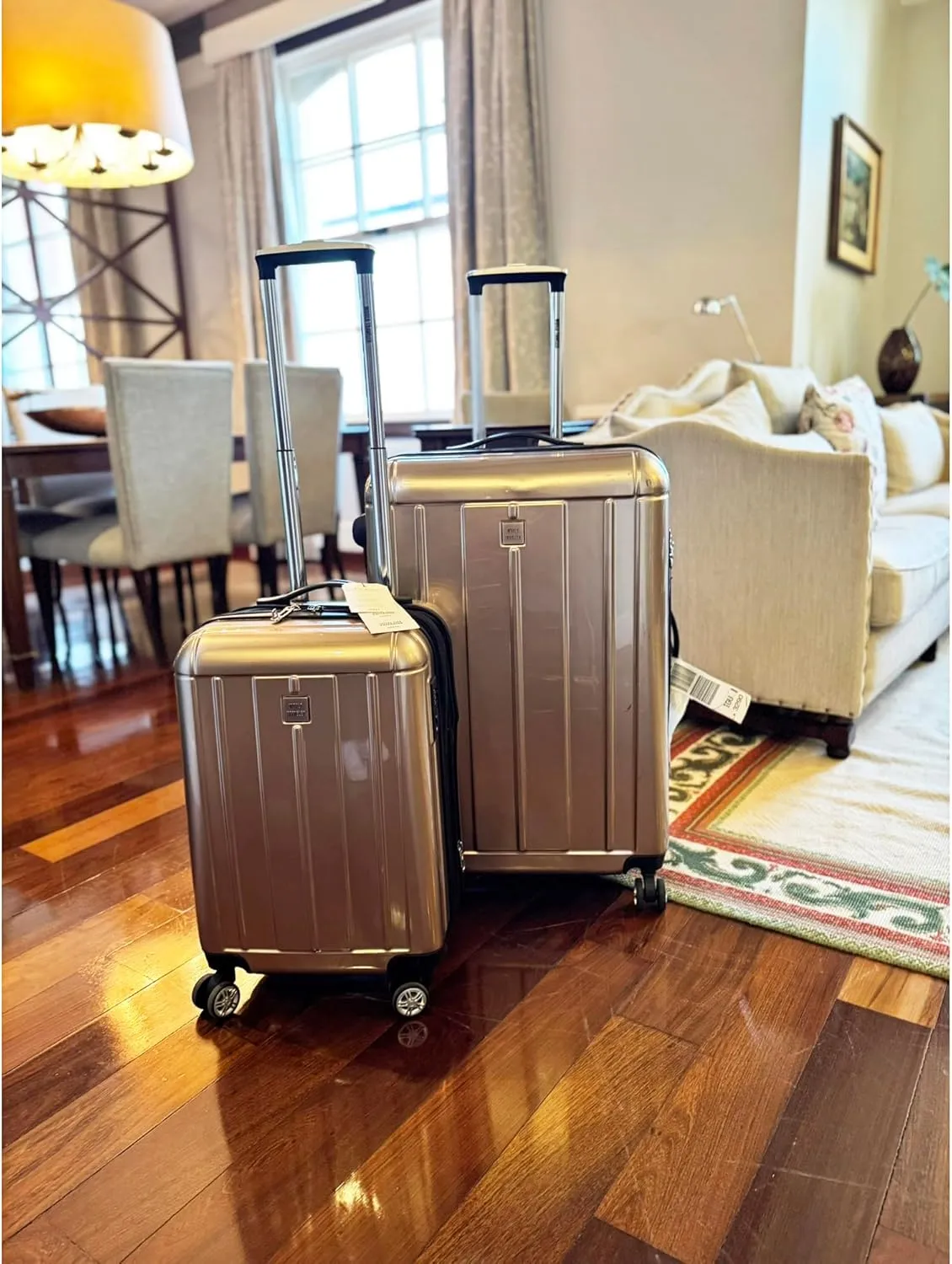 World Traveler Contour Lightweight Polycarbonate Hardside Expandable Spinner Luggage with TSA Lock, Champagne, 20-inch