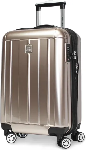 World Traveler Contour Lightweight Polycarbonate Hardside Expandable Spinner Luggage with TSA Lock, Champagne, 20-inch