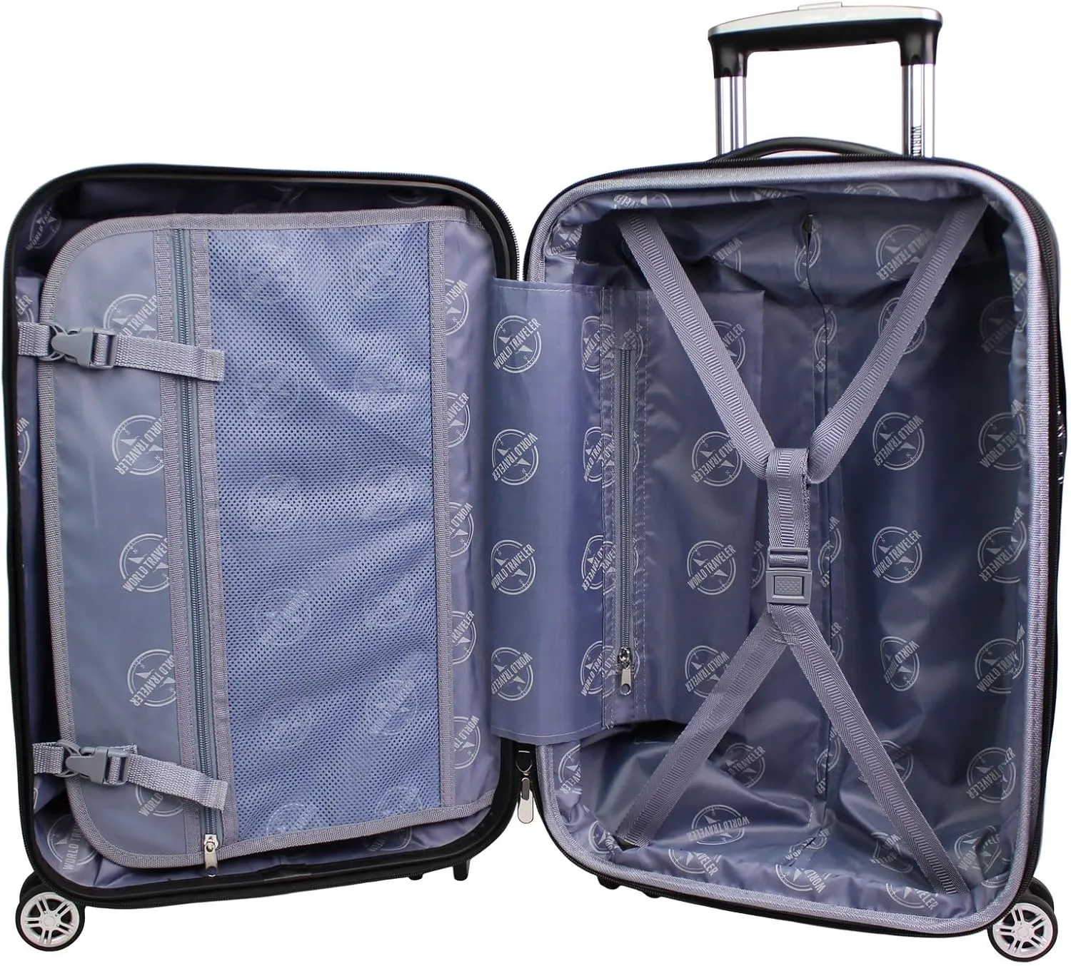 World Traveler Contour Lightweight Polycarbonate Hardside Expandable Spinner Luggage with TSA Lock, Yellow, 2-Piece Set(20in,24in)