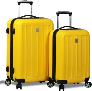World Traveler Contour Lightweight Polycarbonate Hardside Expandable Spinner Luggage with TSA Lock, Yellow, 2-Piece Set(20in,24in)