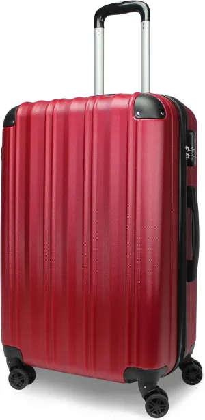 World Traveler Kemyer Quest Hardside Lightweight Expandable Spinner Suitcase Luggage, Burgundy, 25-inch