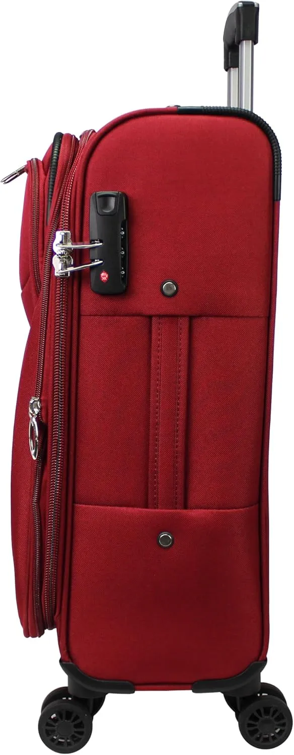 World Traveler Kemyer Softside Lightweight Expandable Spinner Luggage, Burgundy, 3-Piece Set(20in,25in,29in)