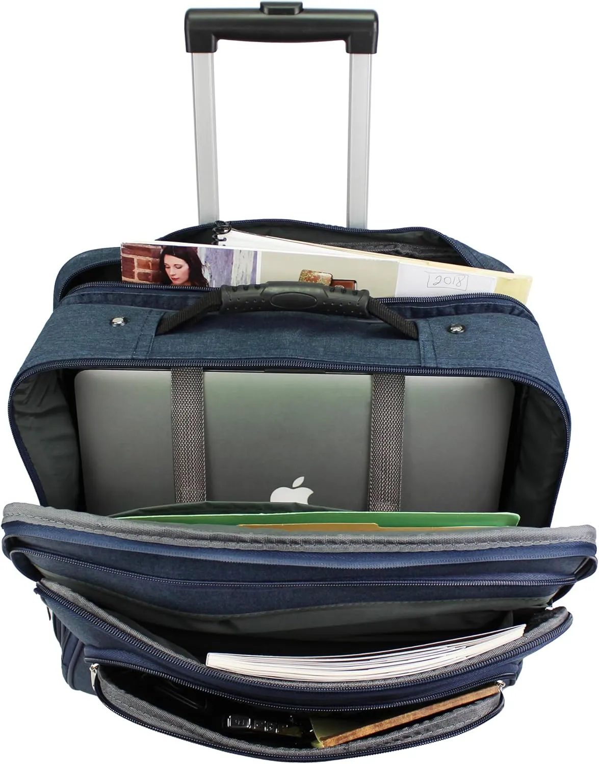 World Traveler Rolling 17-Inch Laptop Briefcase Computer Case, Navy, One Size