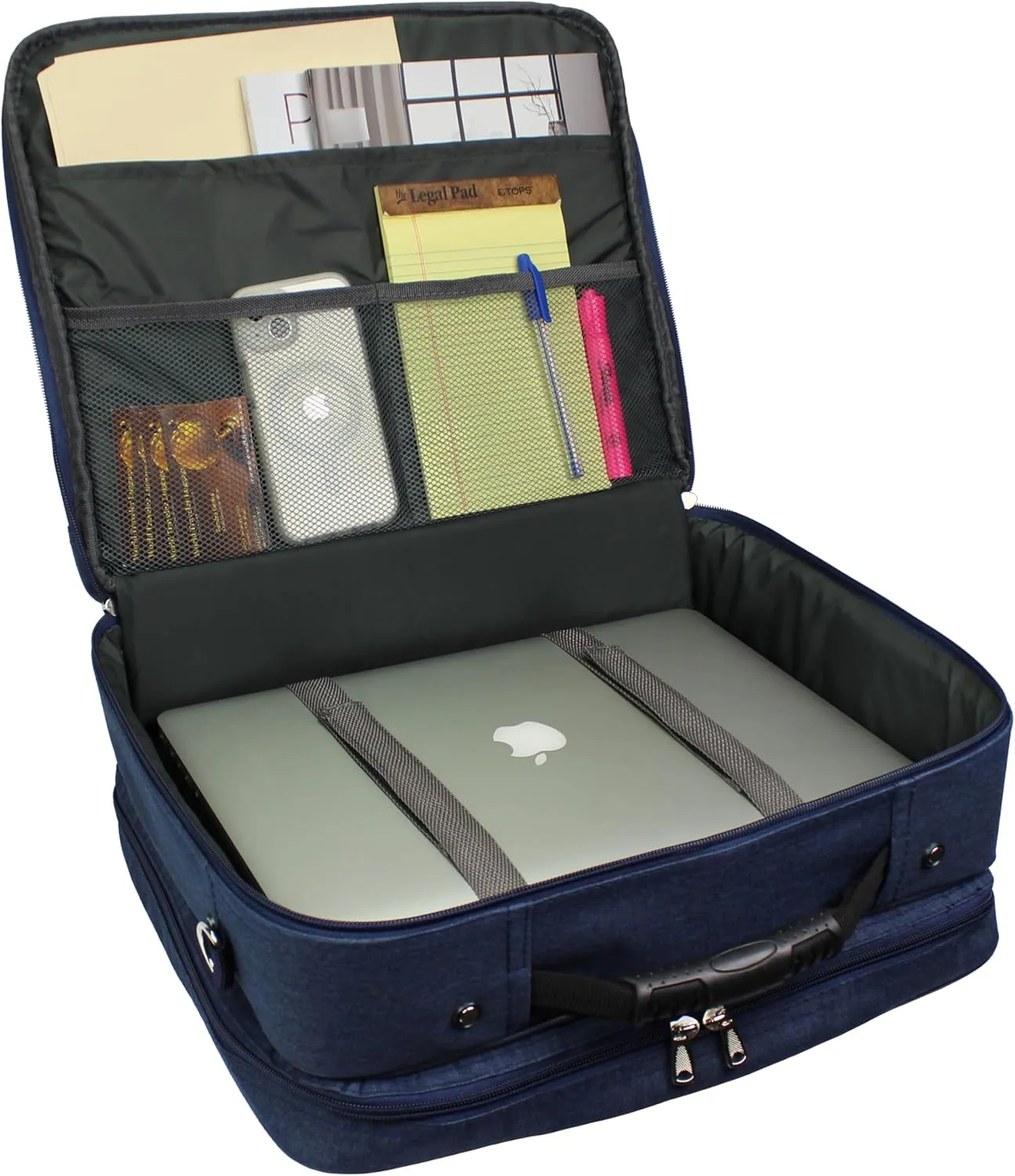 World Traveler Rolling 17-Inch Laptop Briefcase Computer Case, Navy, One Size