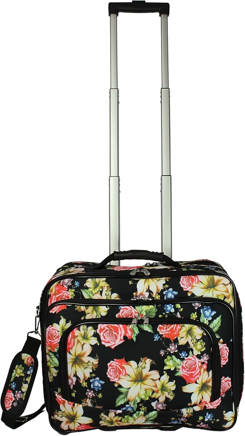 World Traveler Rolling 17-Inch Laptop Briefcase Computer Case, Rose Lily, One Size