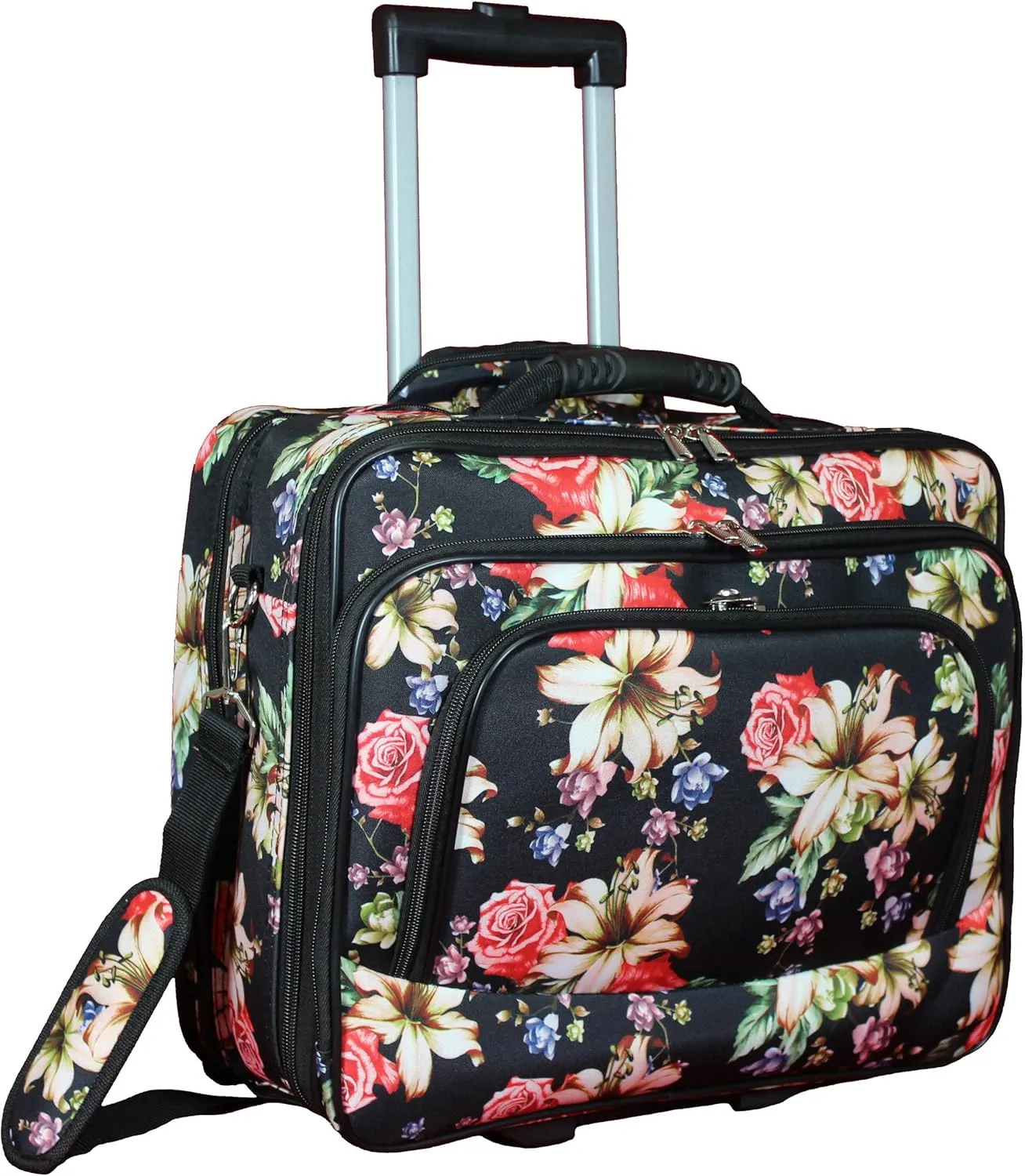 World Traveler Rolling 17-Inch Laptop Briefcase Computer Case, Rose Lily, One Size
