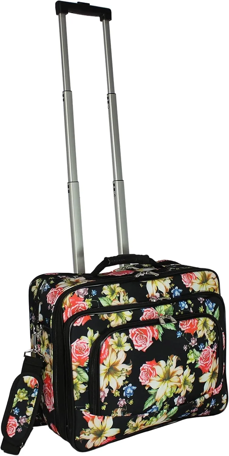 World Traveler Rolling 17-Inch Laptop Briefcase Computer Case, Rose Lily, One Size