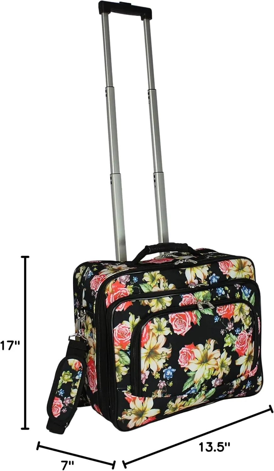 World Traveler Rolling 17-Inch Laptop Briefcase Computer Case, Rose Lily, One Size