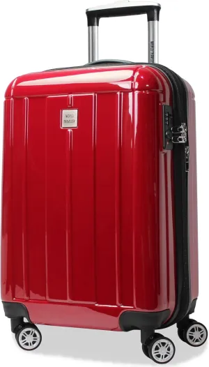 World Traveler VentureX Airline Approved Carry-On Luggage – Lightweight Hardside Suitcase with Spinner Wheels, Contour Red, 20-inch