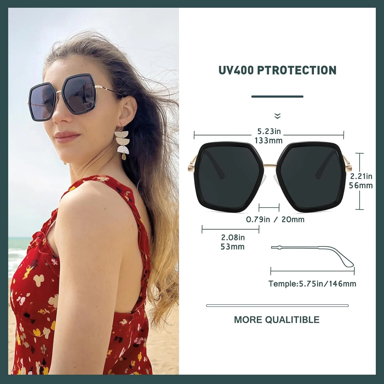 WOWSUN Oversized Big Fashion Sunglasses For Women Irregular Fashion Shades