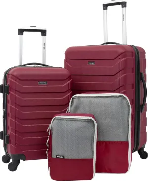 Wrangler Elysium Luggage & Packing Cubes, Red, 4 Piece Set