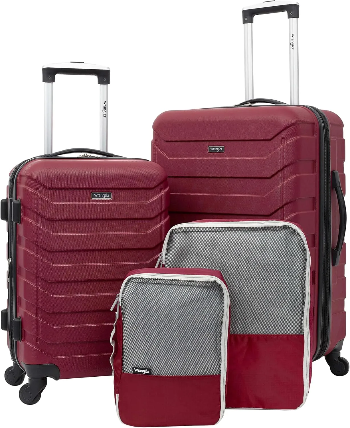 Wrangler Elysium Luggage & Packing Cubes, Red, 4 Piece Set