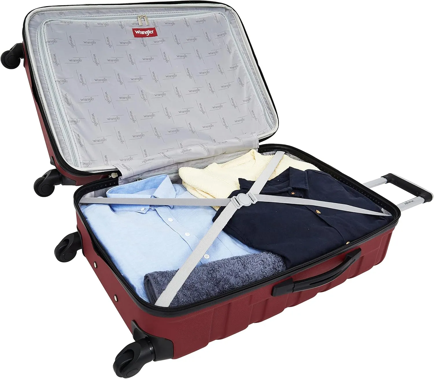 Wrangler Elysium Luggage & Packing Cubes, Red, 4 Piece Set