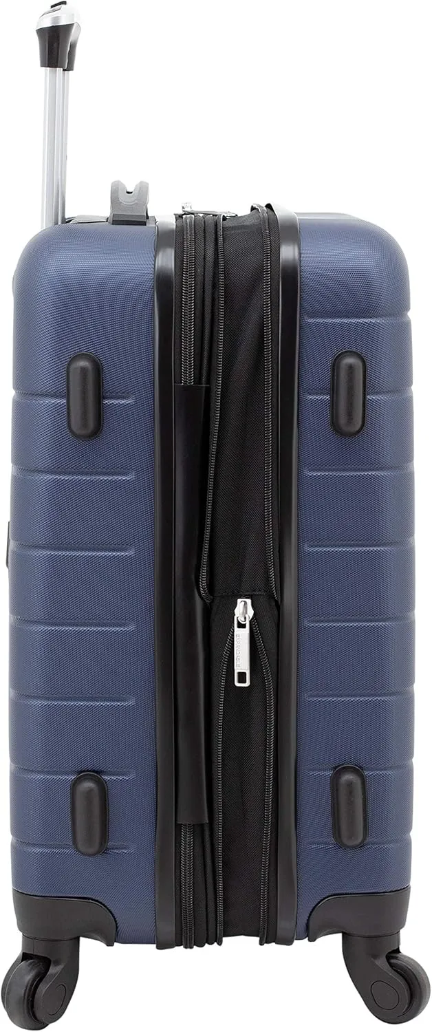 Wrangler Smart Luggage Cup Holder and USB Port, Navy Blue, 3 Piece Set