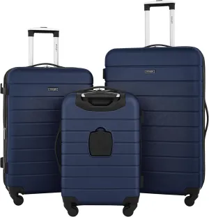 Wrangler Smart Luggage Cup Holder and USB Port, Navy Blue, 3 Piece Set