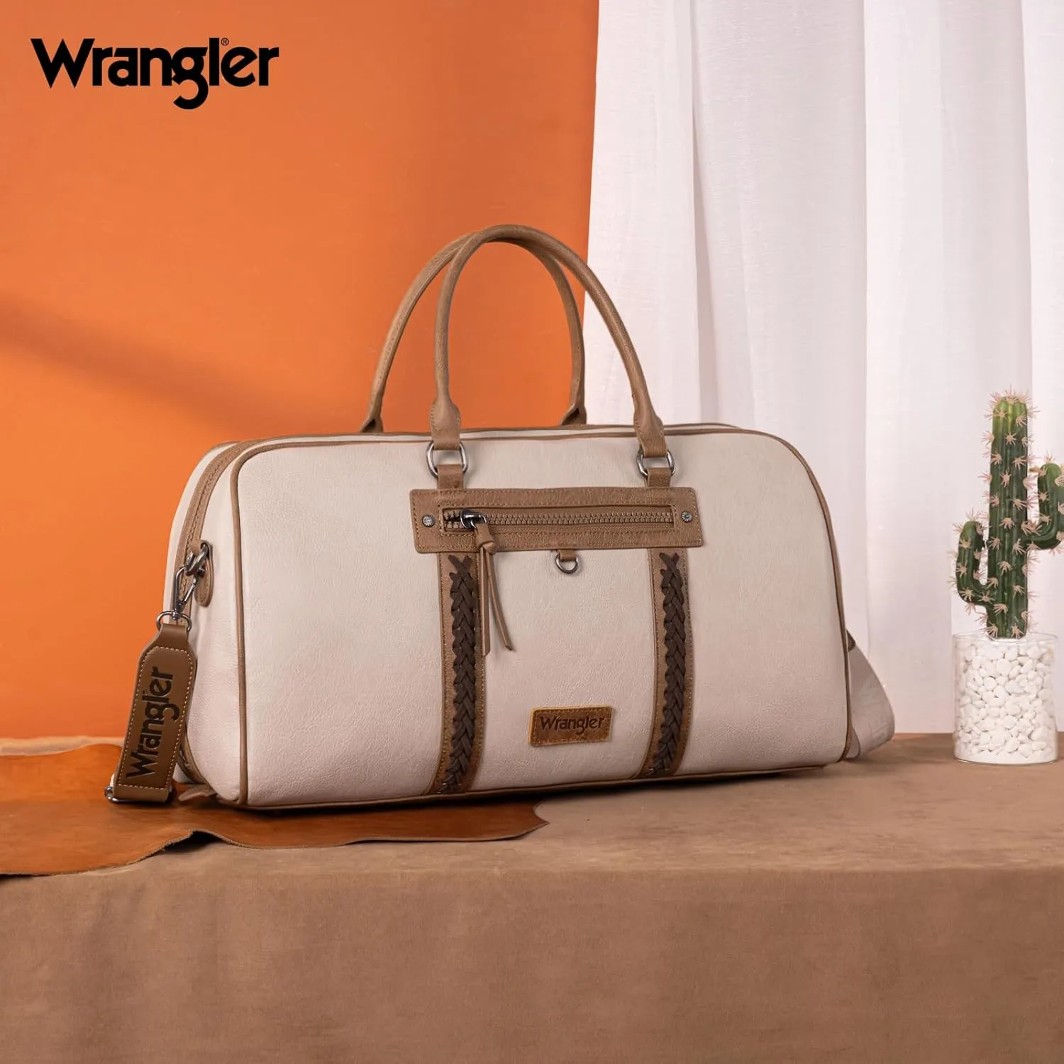 Wrangler Travel Duffel Bag Large Weekender Bag for Women Designer Carry on Overnight Bag for Trips Luggage Bag Gray